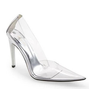 Good American Glass Cinderella Clear Pump Heels NEW Size 5.5